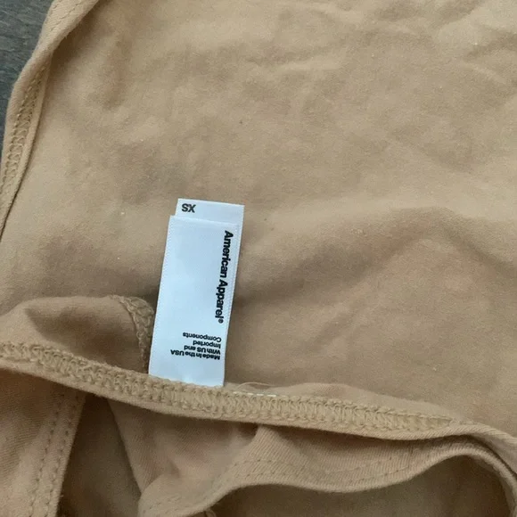 American Apparel GARMENT DYE SPAGHETTI THONG BODYSUIT XS CRÈME - Picture 7 of 7